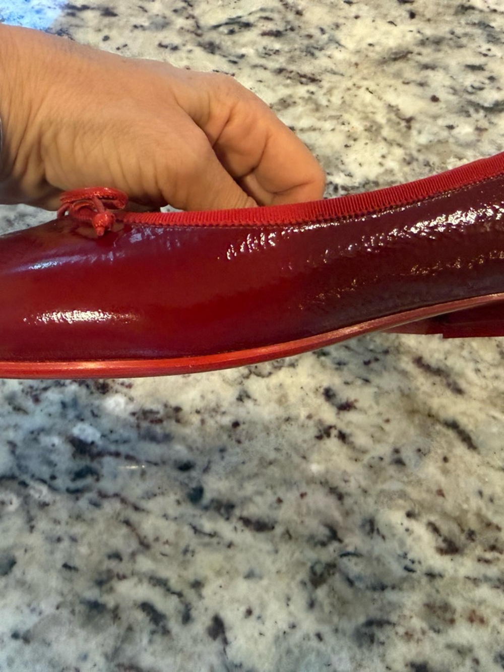 Christian Louboutin Glossy Red Patent Ballet Flats with Bow Trim size 40 - Picture 9 of 12